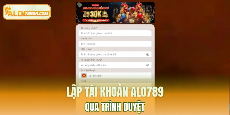 Lập tài khoản ALO789 qua trình duyệt
